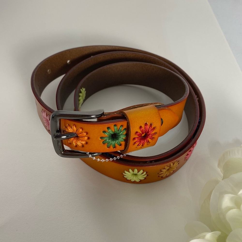 Colorful‎ Floral Embroidered Faux Leather Belt